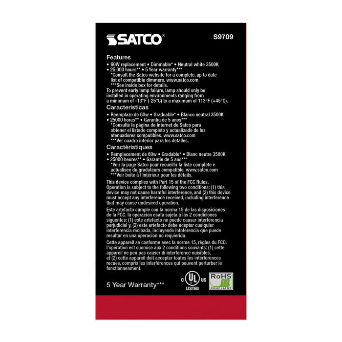 Satco S9709 Light Bulb, Frost