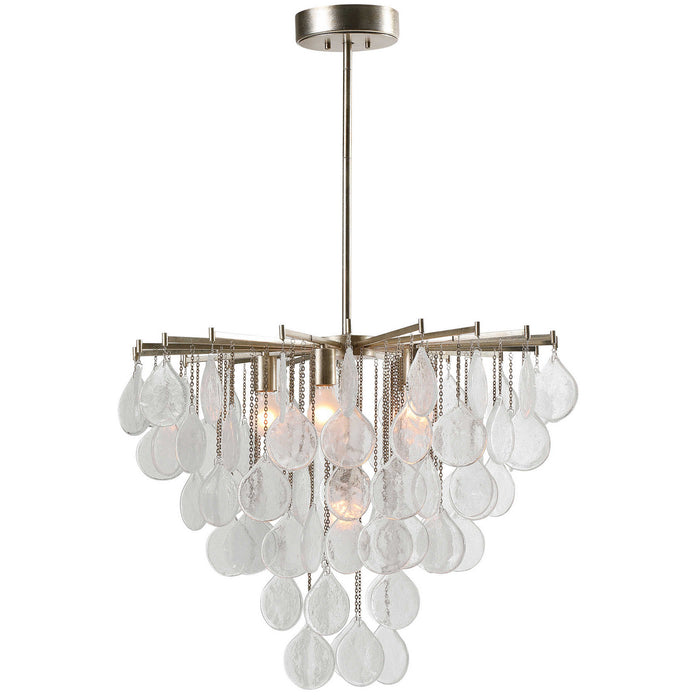 Uttermost 21544 Six Light Pendant, Antiqued Bright Silver Leaf