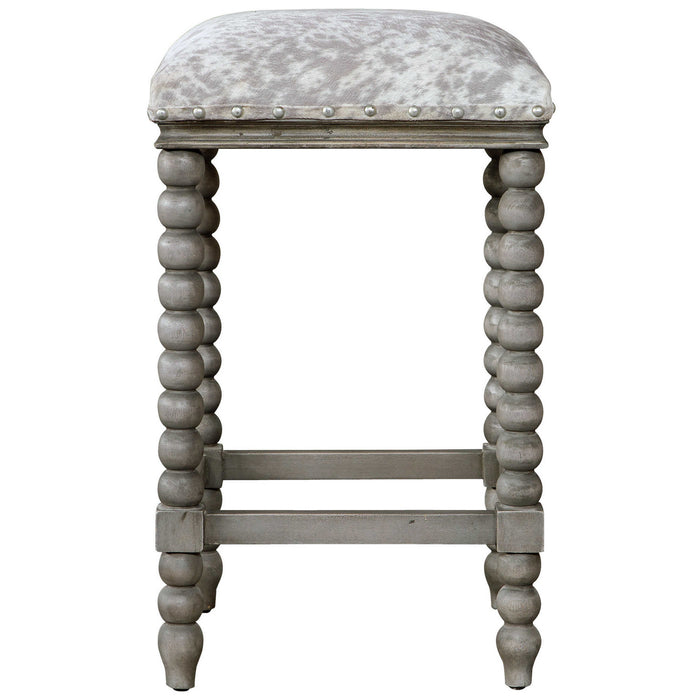 Uttermost 23569 Counter Stool, Light Gray And White