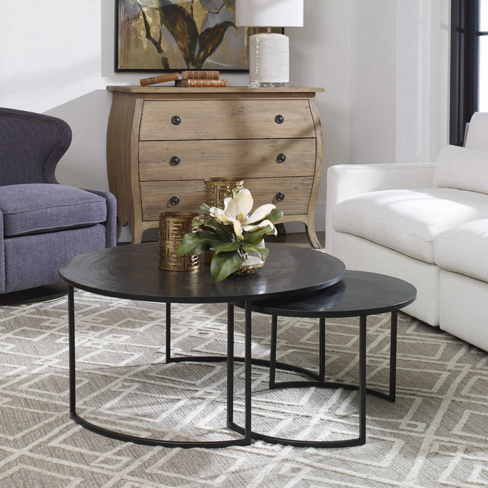 Uttermost 25109 Coffee Tables S/2, Oxidized Black