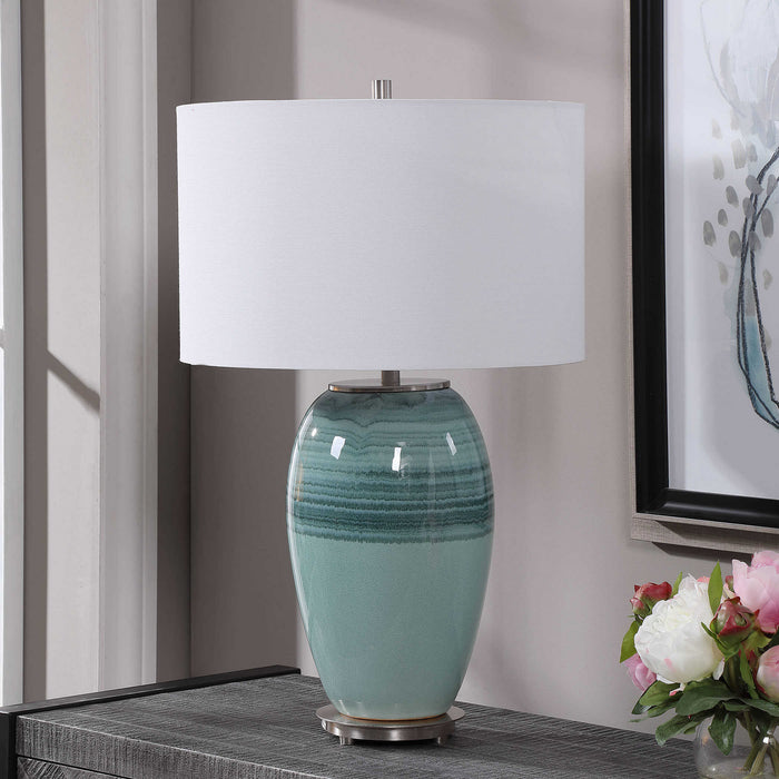 Uttermost 28437-1 One Light Table Lamp, Brushed Nickel