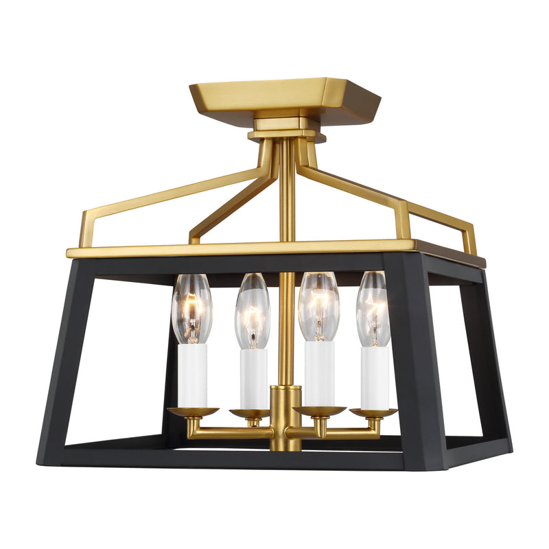 Visual Comfort Studio CF1084MBKBBS Four Light Flush Mount, Midnight Black