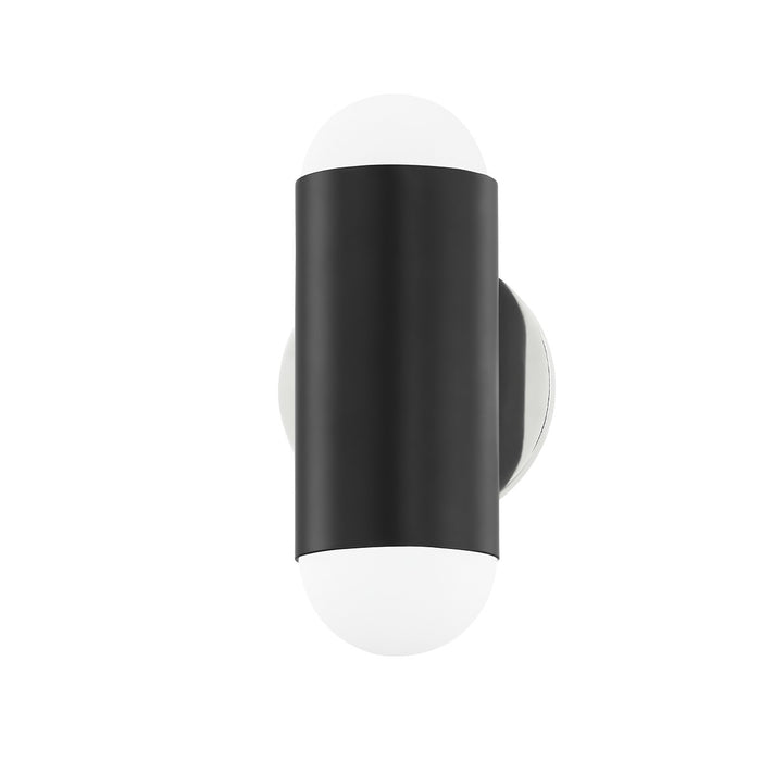 Mitzi H484102-PN/SBK Two Light Wall Sconce, Polished Nickel/Soft Black