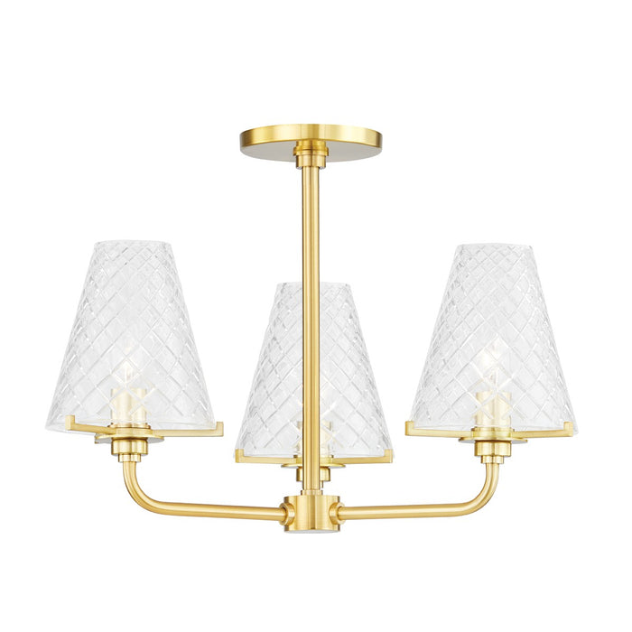 Mitzi H495603-AGB Three Light Semi Flush Mount, Aged Brass