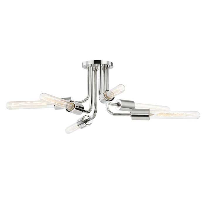 Mitzi H510606-PN Six Light Semi Flush Mount, Polished Nickel