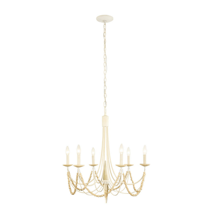 Varaluz 350C06CW Six Light Chandelier, Country White