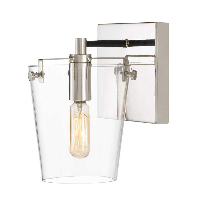 Varaluz 351B01BLPN One Light Bath, Black/Polished Nickel