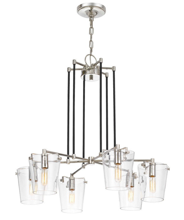Varaluz 351C06BLPN Six Light Chandelier, Black/Polished Nickel