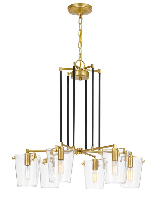 Varaluz 351C06BLSB Six Light Chandelier, Black/Satin Brass