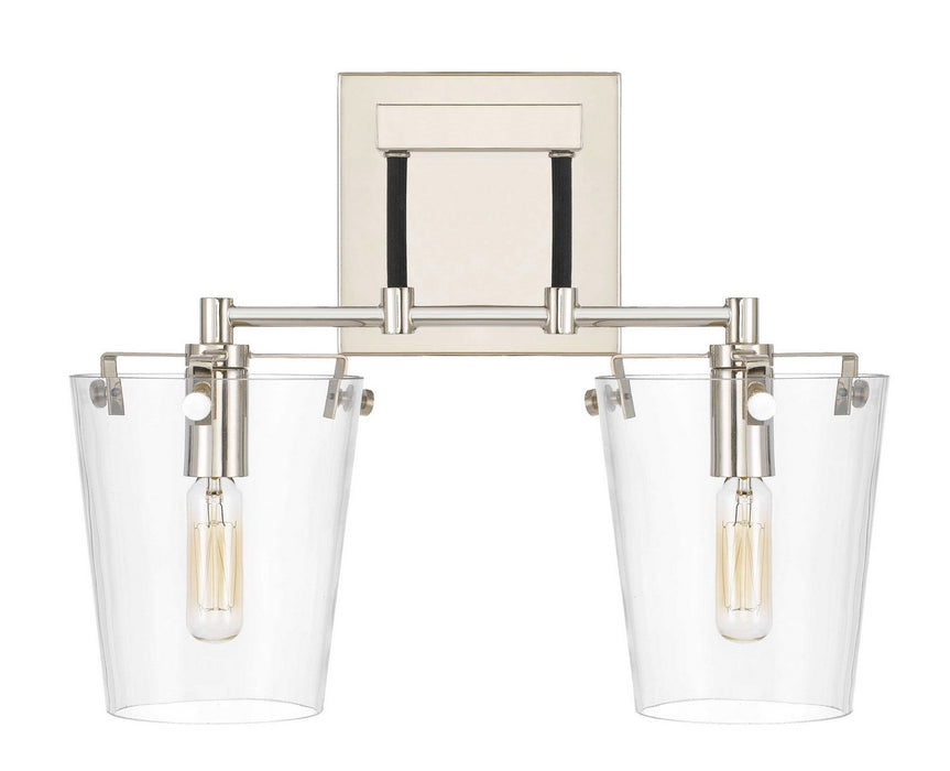 Varaluz 351K02BLPN Two Light Wall Sconce, Black/Polished Nickel