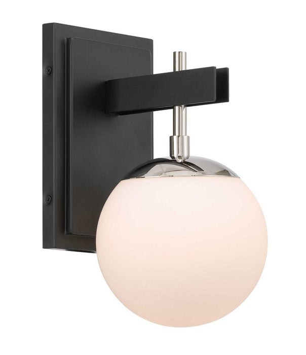 Varaluz 352B01BLPN One Light Bath, Black/Polished Nickel