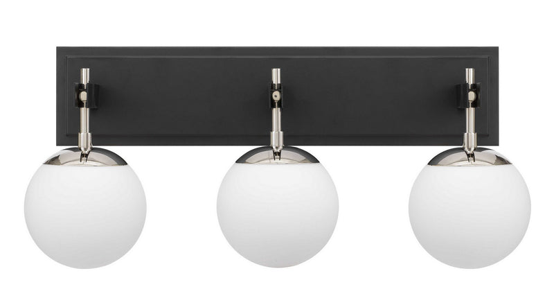 Varaluz 352B03BLPN Three Light Bath, Black/Polished Nickel