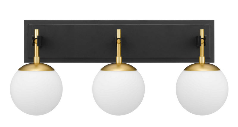 Varaluz 352B03BLSB Three Light Bath, Black/Satin Brass