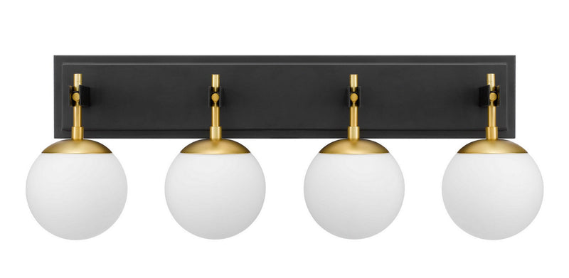 Varaluz 352B04BLSB Four Light Bath, Black/Satin Brass