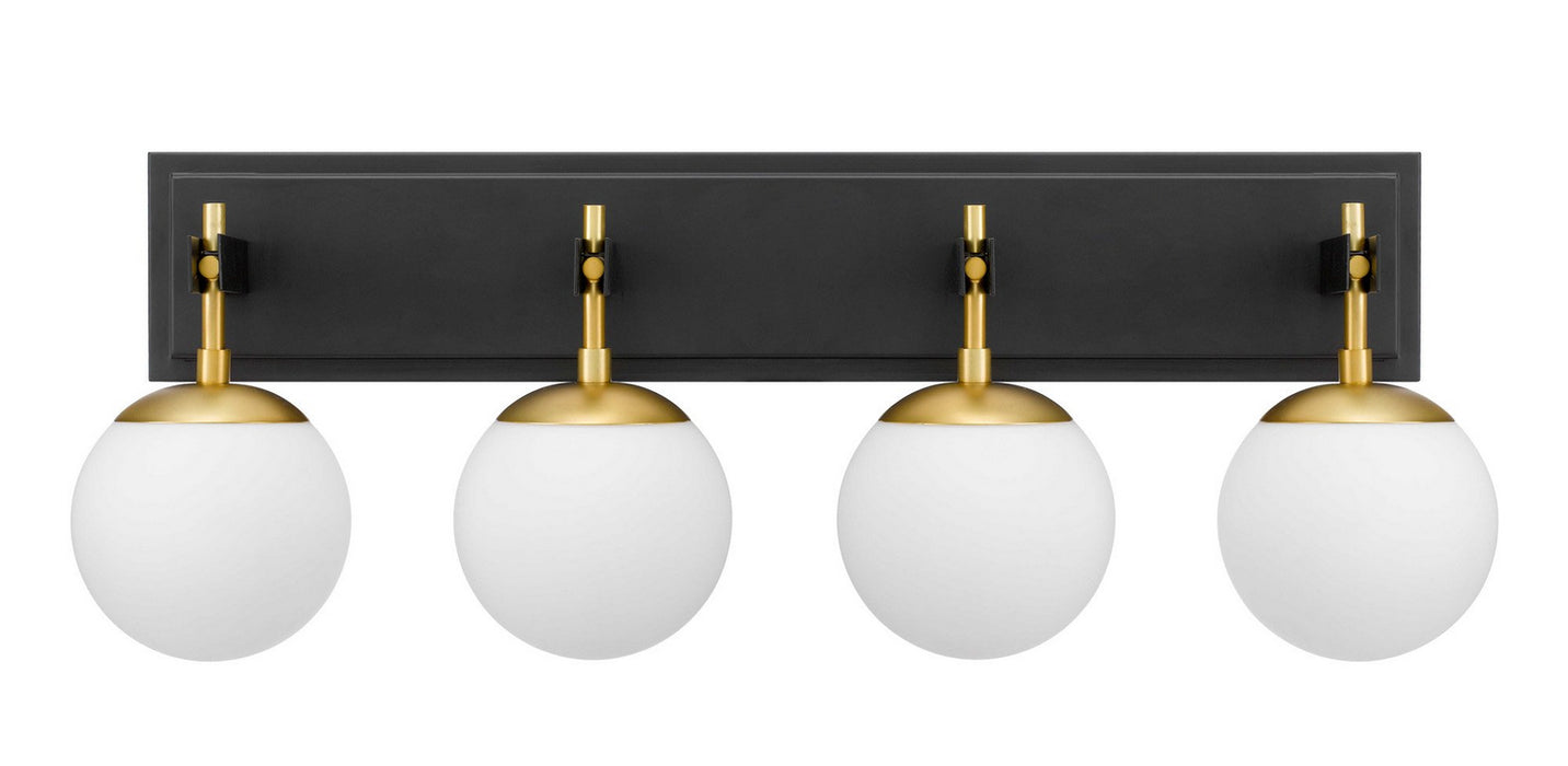 Varaluz 352B04BLSB Four Light Bath, Black/Satin Brass
