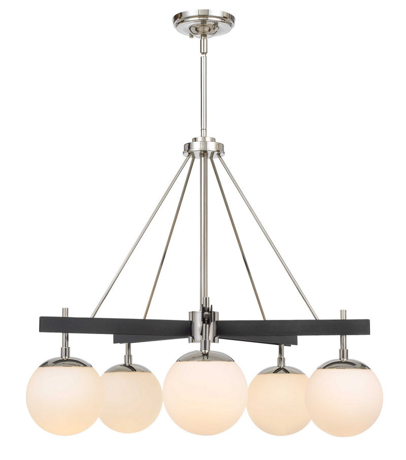 Varaluz 352C05BLPN Five Light Chandelier, Black/Polished Nickel