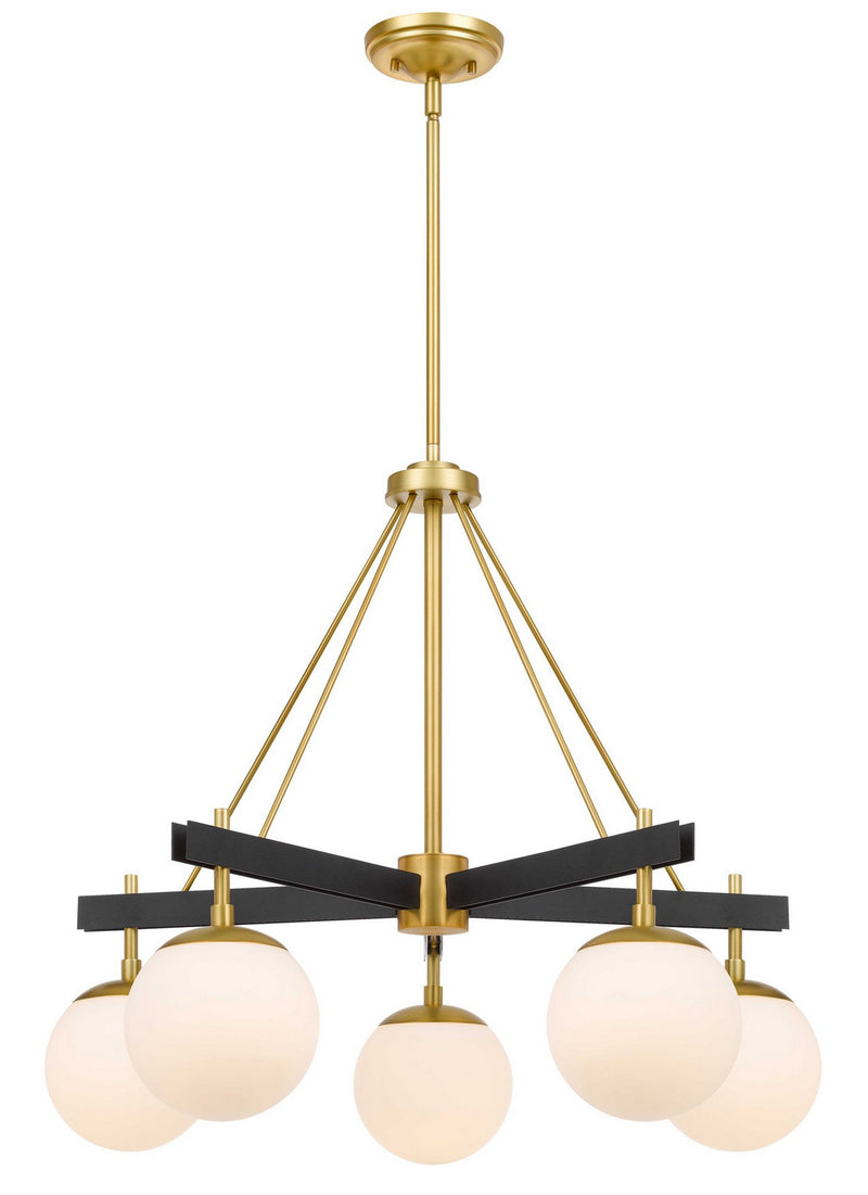 Varaluz 352C05BLSB Five Light Chandelier, Black/Satin Brass