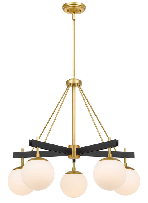 Varaluz 352C05BLSB Five Light Chandelier, Black/Satin Brass
