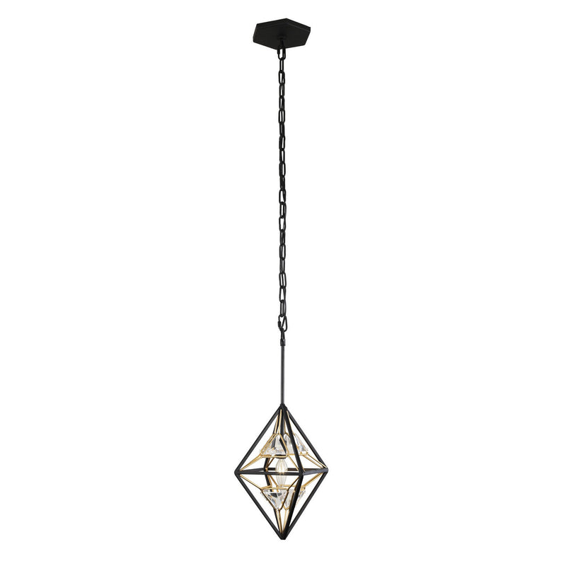 Varaluz 353M01MBFG One Light Mini Pendant, Matte Black/French Gold