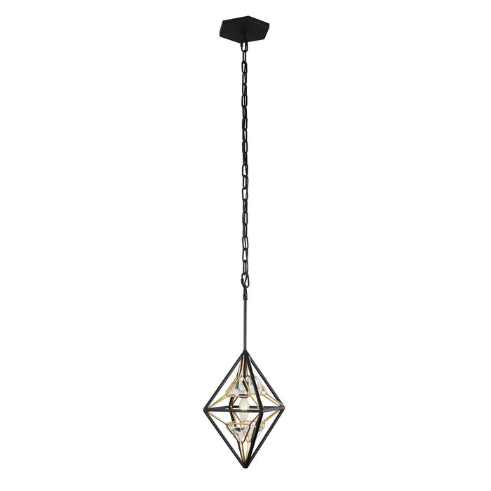 Varaluz 353M01MBFG One Light Mini Pendant, Matte Black/French Gold