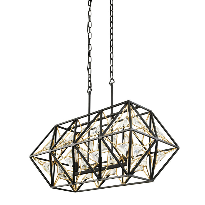 Varaluz 353N03MBFG Three Light Linear Pendant, Matte Black/French Gold