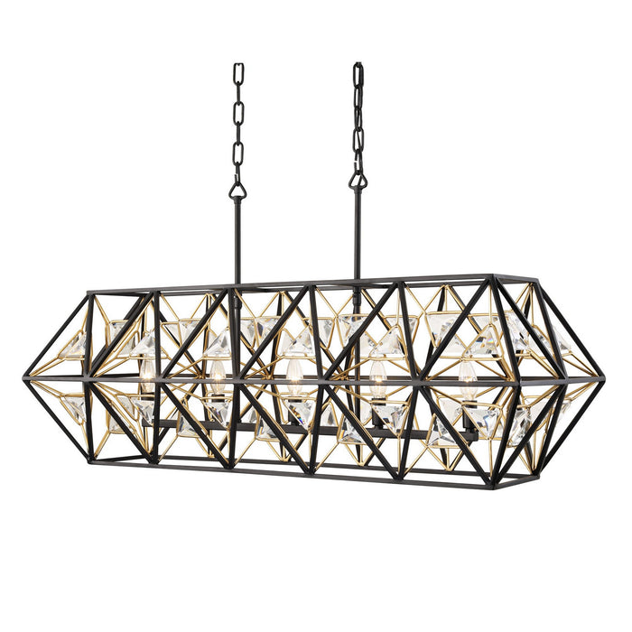 Varaluz 353N05MBFG Five Light Linear Pendant, Matte Black/French Gold