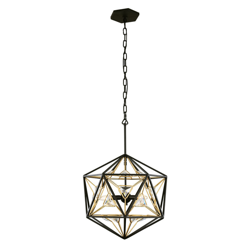 Varaluz 353P03MBFG Three Light Pendant, Matte Black/French Gold