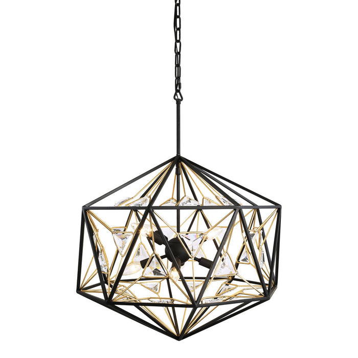 Varaluz 353P08MBFG Eight Light Pendant, Matte Black/French Gold