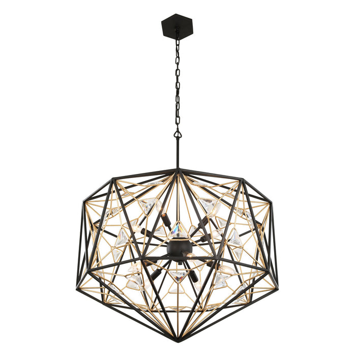 Varaluz 353P10MBFG Ten Light Pendant, Matte Black/French Gold