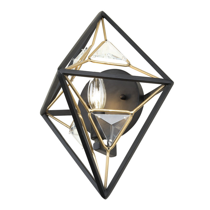 Varaluz 353W01MBFG One Light Wall Sconce, Matte Black/French Gold