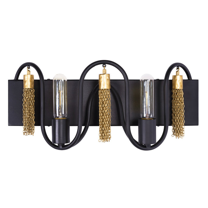 Varaluz 354B02MBAG Two Light Bath, Matte Black/Antique Gold