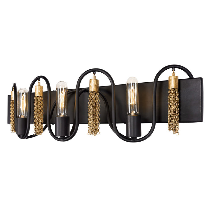 Varaluz 354B03MBAG Three Light Bath, Matte Black/Antique Gold