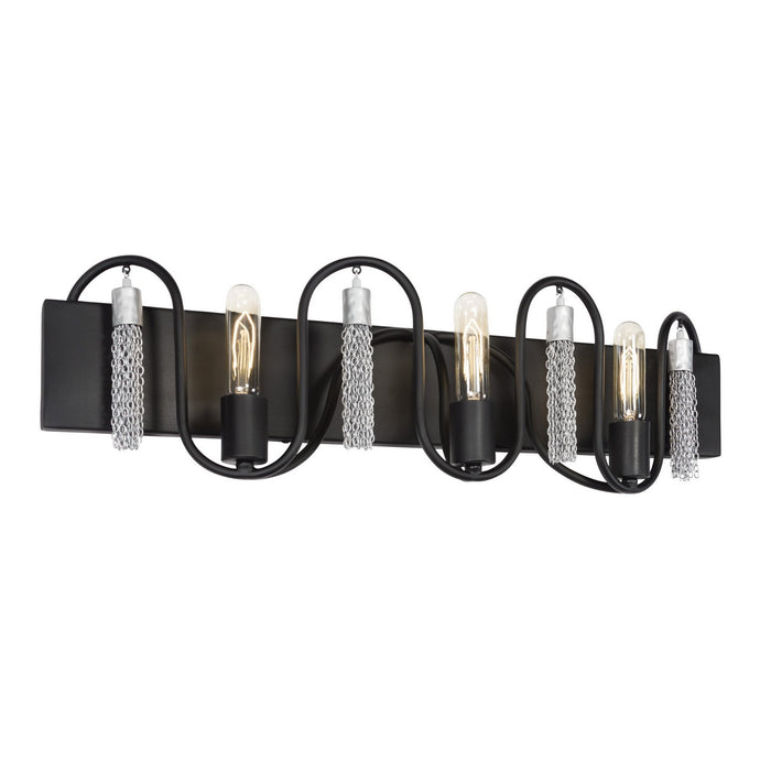 Varaluz 354B03MBCH Three Light Bath, Matte Black/Painted Chrome