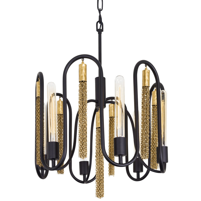 Varaluz 354P06MBAG Six Light Pendant, Matte Black/Antique Gold