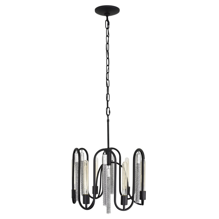Varaluz 354P06MBCH Six Light Pendant, Matte Black/Painted Chrome