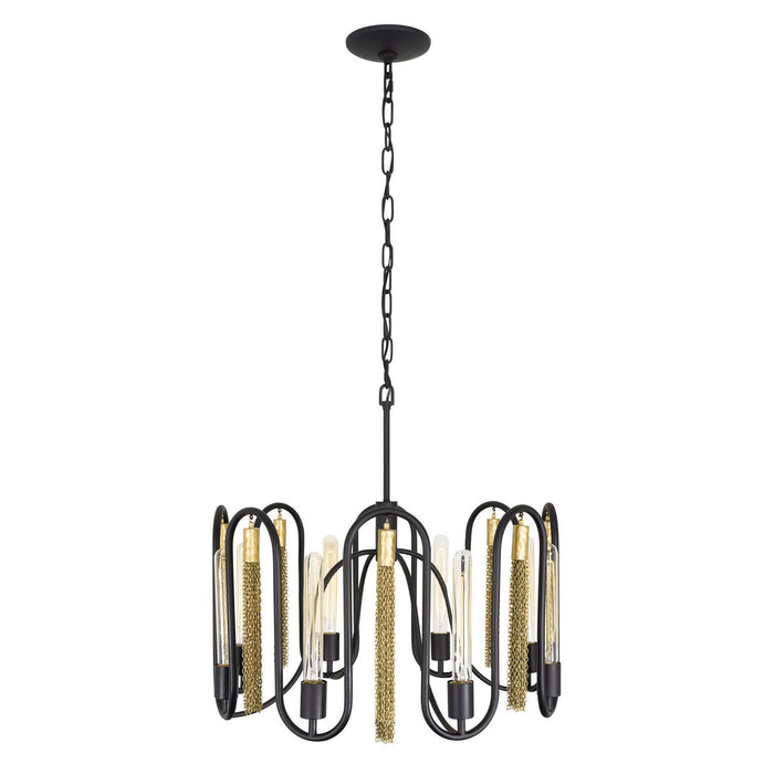 Varaluz 354P08MBAG Eight Light Pendant, Matte Black/Antique Gold