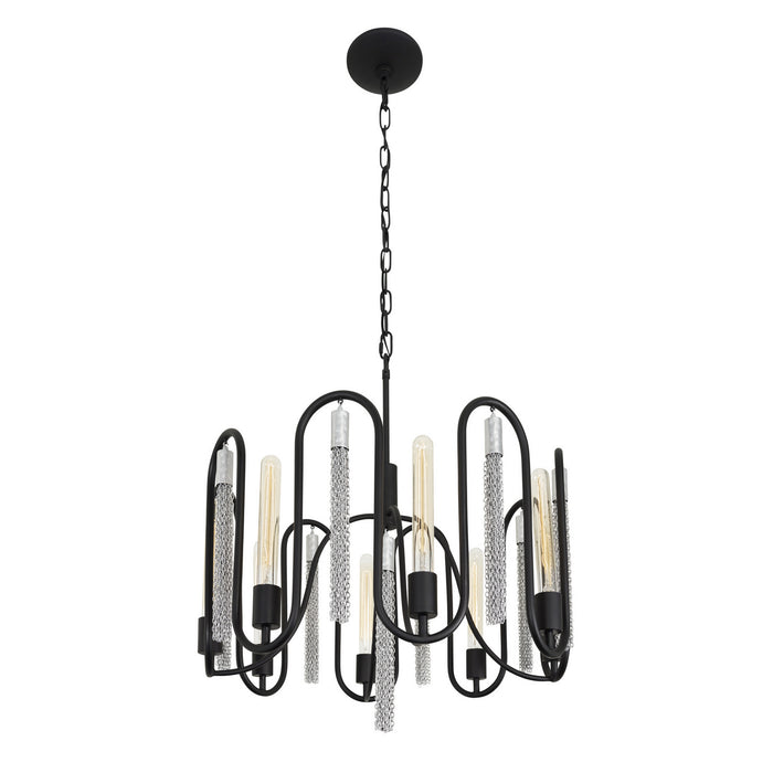 Varaluz 354P08MBCH Eight Light Pendant, Matte Black/Painted Chrome