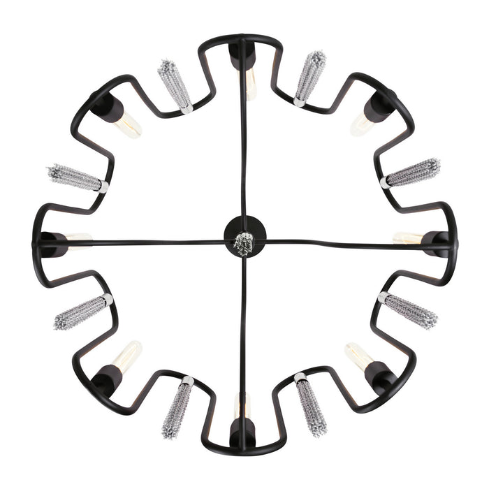 Varaluz 354P08MBCH Eight Light Pendant, Matte Black/Painted Chrome