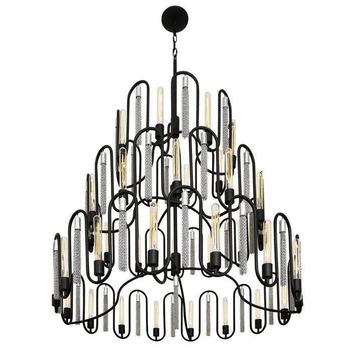Varaluz 354P36MBCH 36 Light Chandelier, Matte Black/Painted Chrome