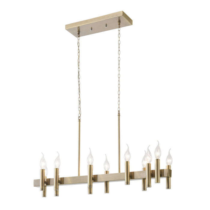 Varaluz 357N12BB 12 Light Linear Pendant, Antique Brass