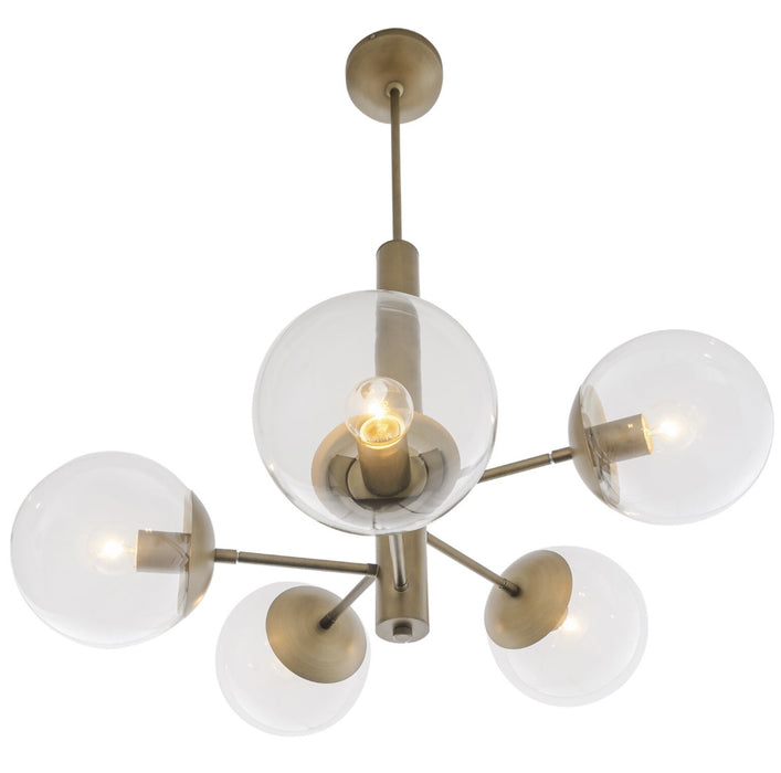 Varaluz 612710 Five Light Chandelier, Antique Brass