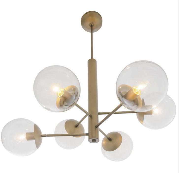 Varaluz 612720 Six Light Chandelier, Antique Brass