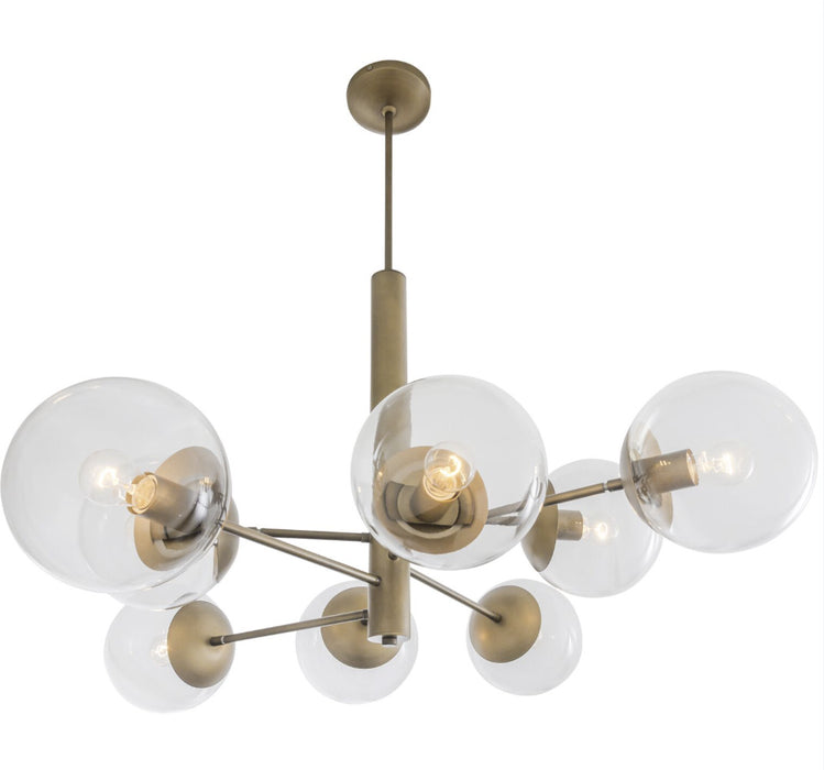 Varaluz 612730 Eight Light Chandelier, Antique Brass