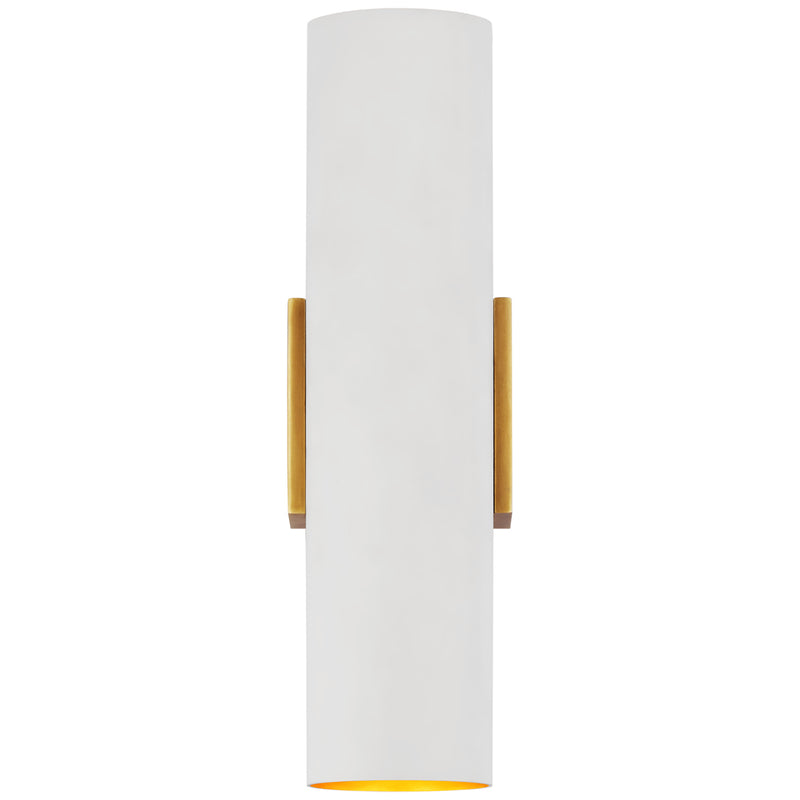Visual Comfort Signature ARN 2441HAB/PW LED Wall Sconce, Hand-Rubbed Antique Brass and Plaster White