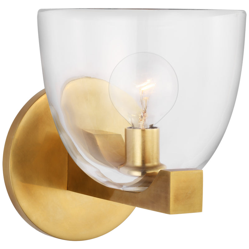 Visual Comfort Signature ARN 2490HAB-CG LED Wall Sconce, Hand-Rubbed Antique Brass