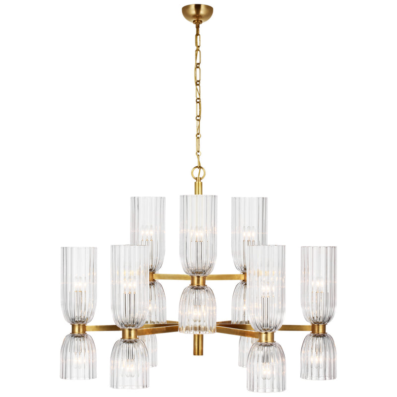 Visual Comfort Signature ARN 5500HAB-CG LED Chandelier, Hand-Rubbed Antique Brass