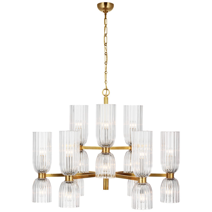 Visual Comfort Signature ARN 5500HAB-CG LED Chandelier, Hand-Rubbed Antique Brass