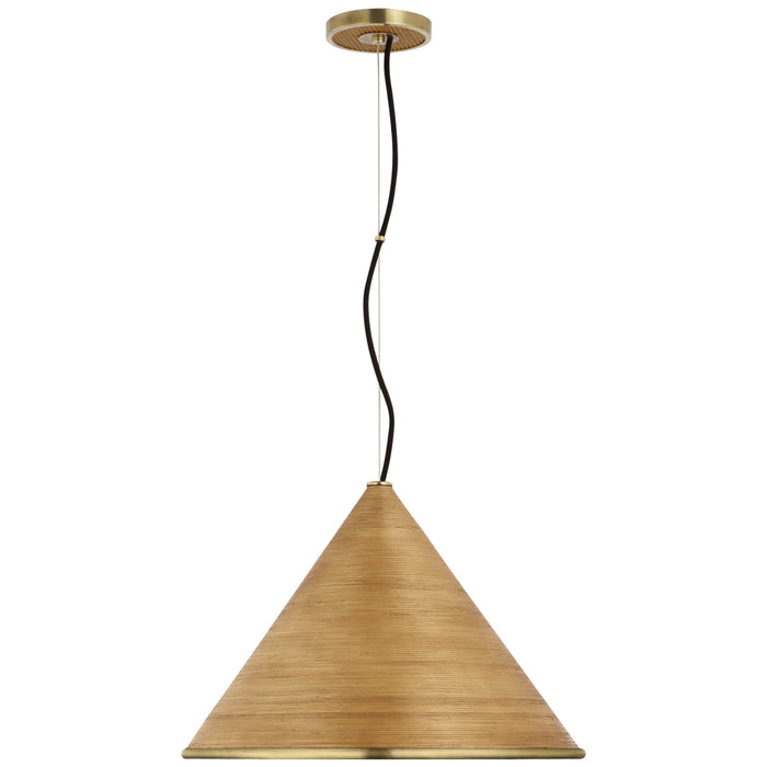 Visual Comfort Signature SK 5558HAB-DRT LED Pendant, Hand-Rubbed Antique Brass
