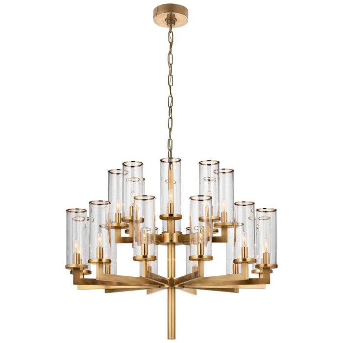 Visual Comfort Signature KW 5201AB-CG 20 Light Chandelier, Antique-Burnished Brass
