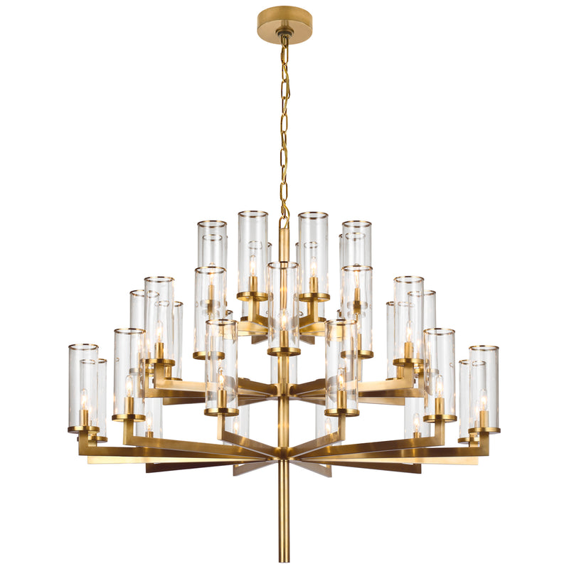 Visual Comfort Signature KW 5202AB-CG 32 Light Chandelier, Antique-Burnished Brass